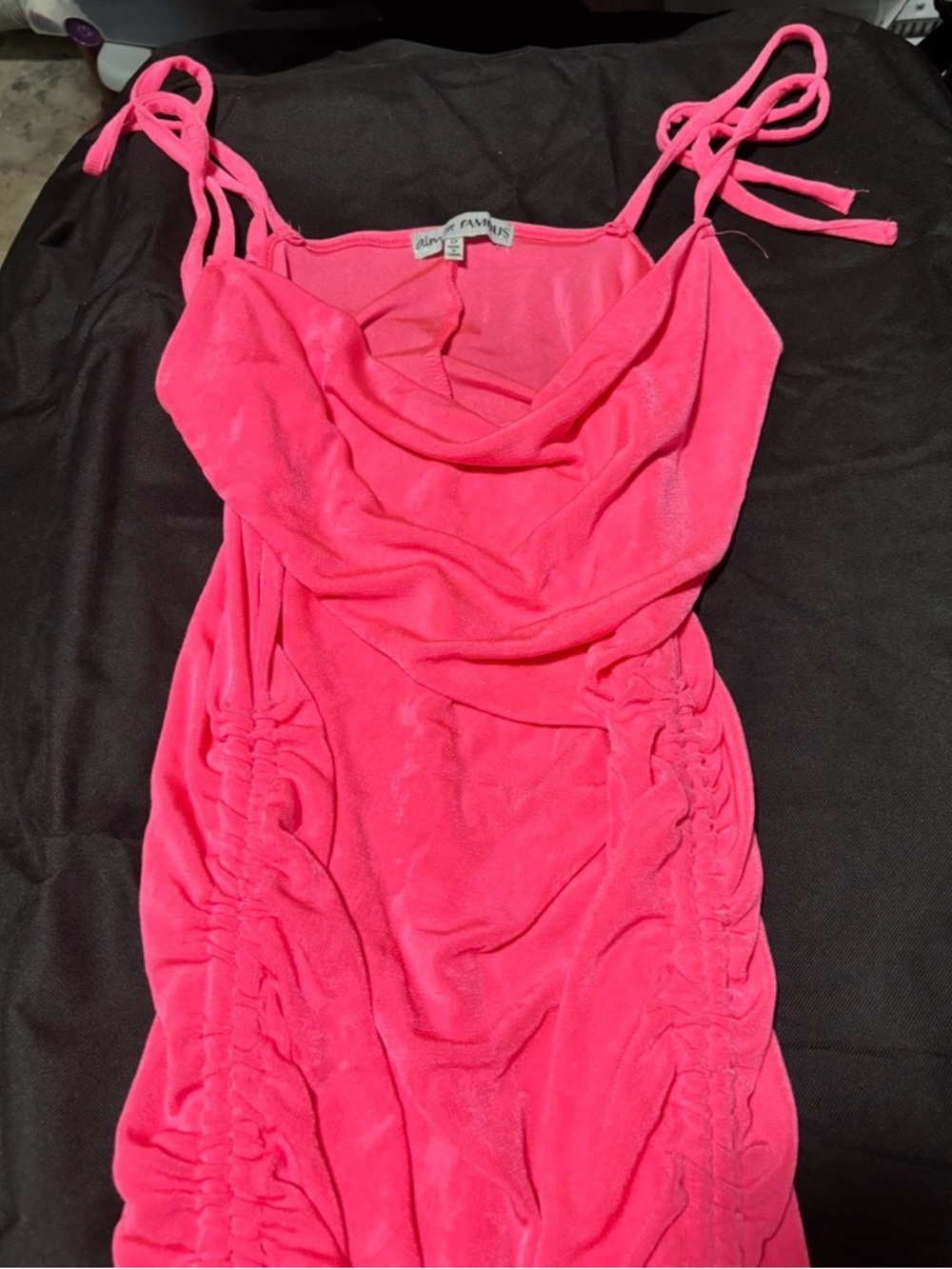 Almost Famous Neon Pink Slip Dress with Cowl Neck